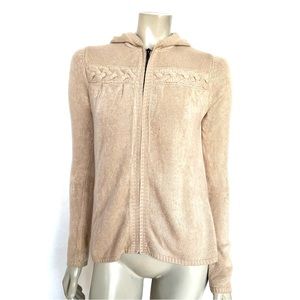 XCVI Beige Hooded Cardigan with Braided Detail
